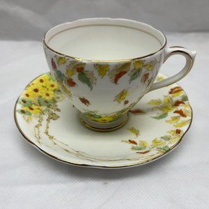 Royal Standard - Yellow floral - Teacup and Saucer Set Bone China England